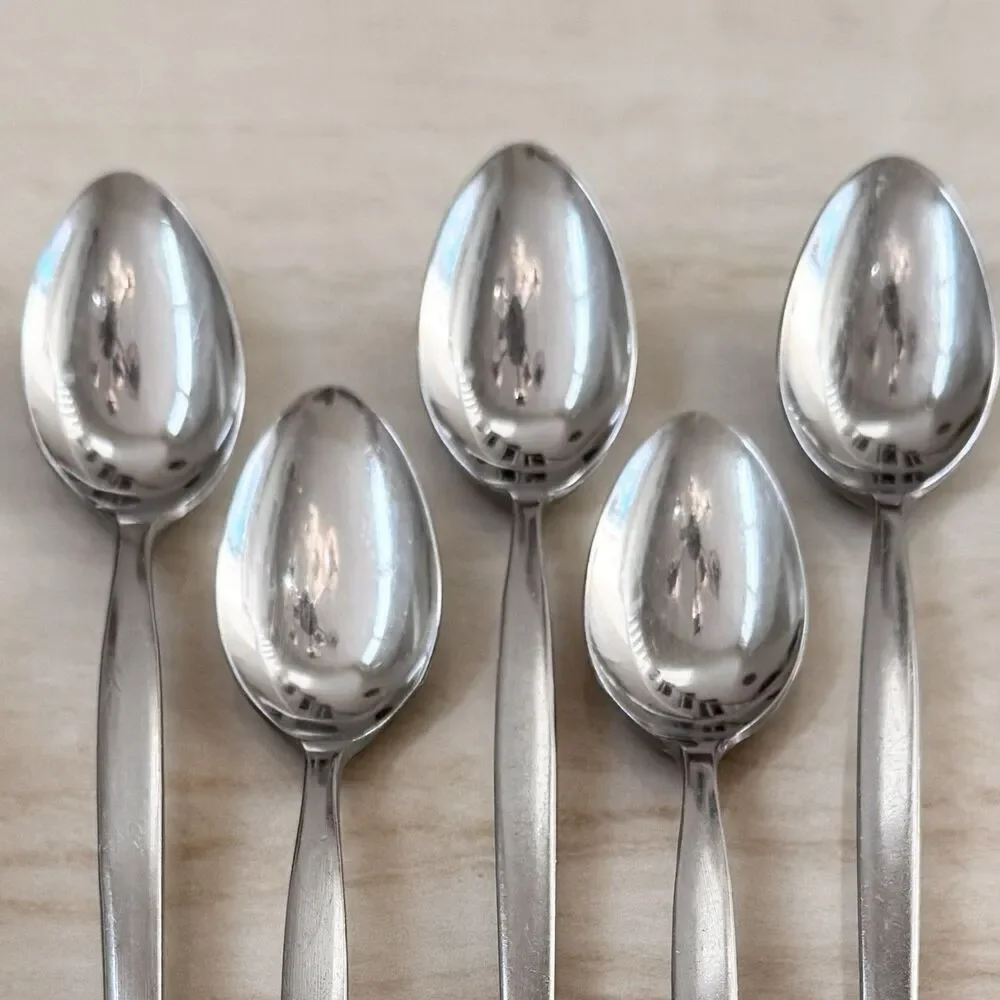 5pc EKCO Eterna Prince Stainless Iced Teaspoon 7 3/8” Satin Handle Japan